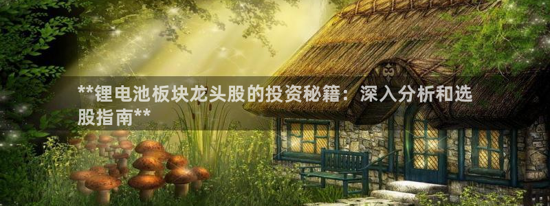 尊龙165：**锂电池板块龙头股的投资秘籍：深入分析和选
股指南**