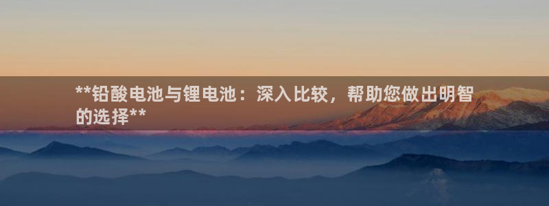 尊龙人生就是博AG：**铅酸电池与锂电池：深入比较，帮助您做出明智
的选择**